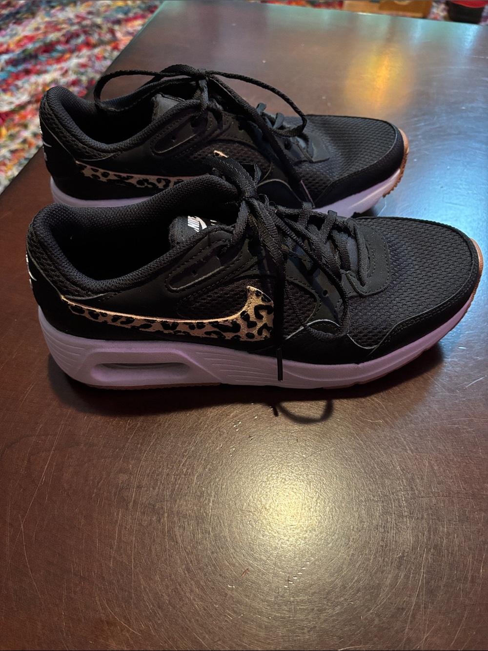 Nike Air Max SC Black Leopard Print Sneakers with White Sole - Picture 1 of 6